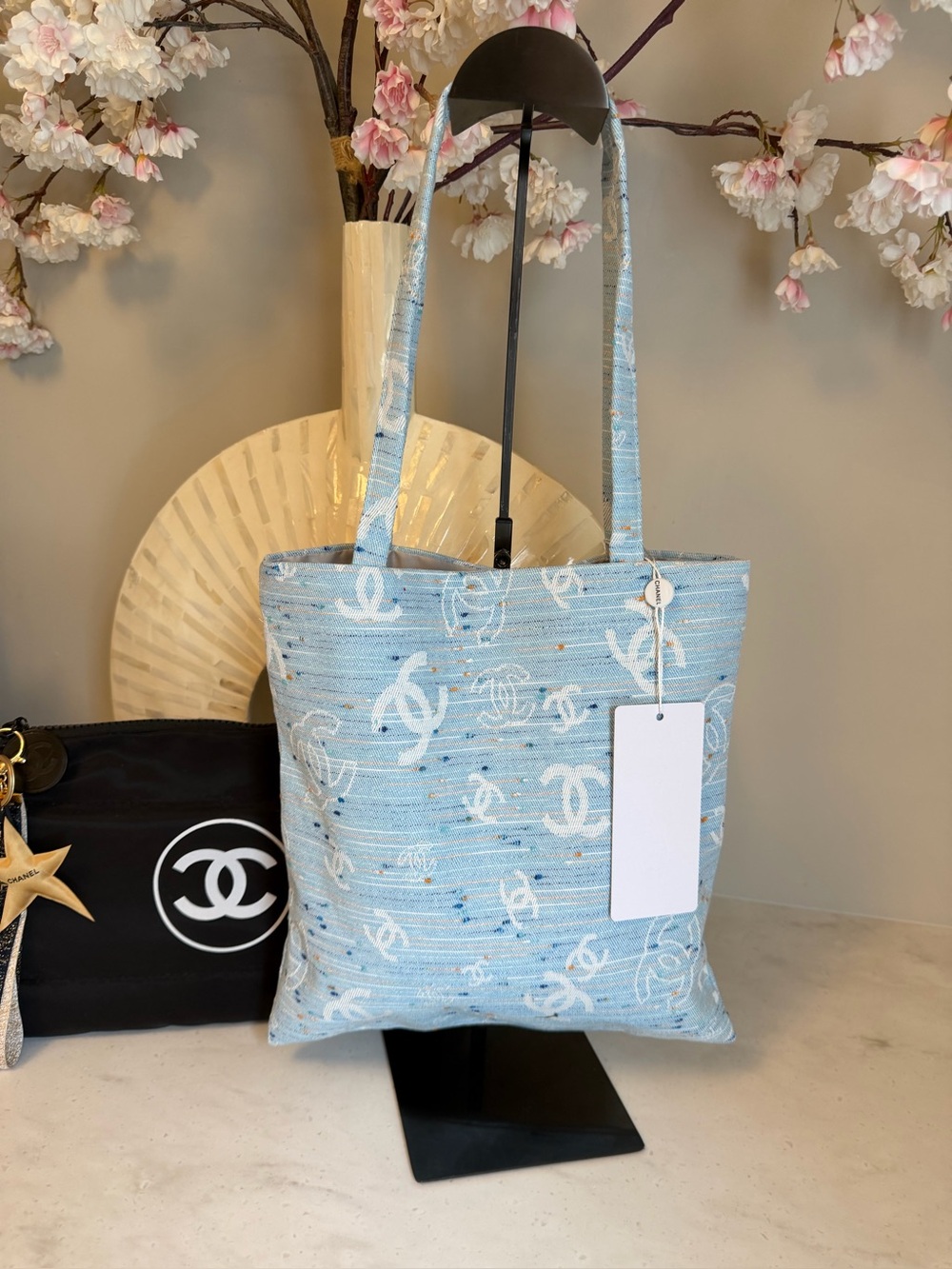 Chanel Beauty GWP New Light Blue and White Logo Tote